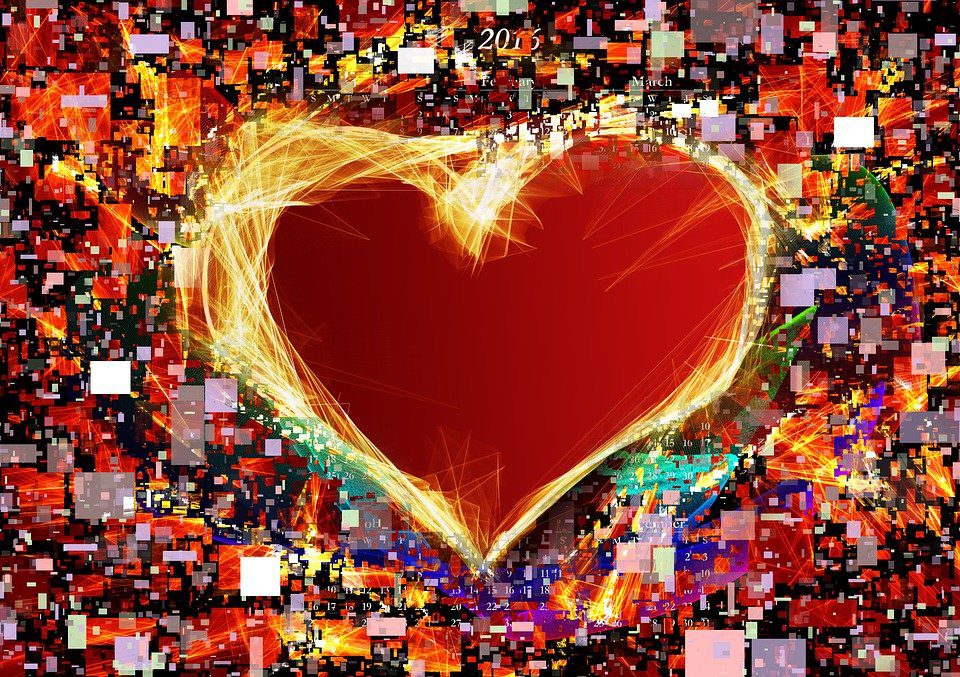 Rappresentazione dell'amore con il simbolo di un cuore rosso
