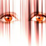 occhi aperti tristi con righe rosse